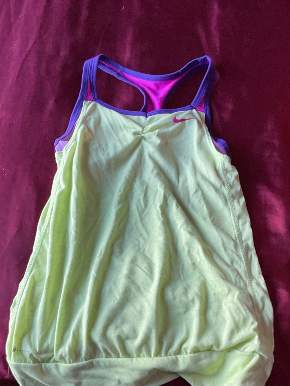Nike Neon Yellow Tank with Purple and Pink Trim